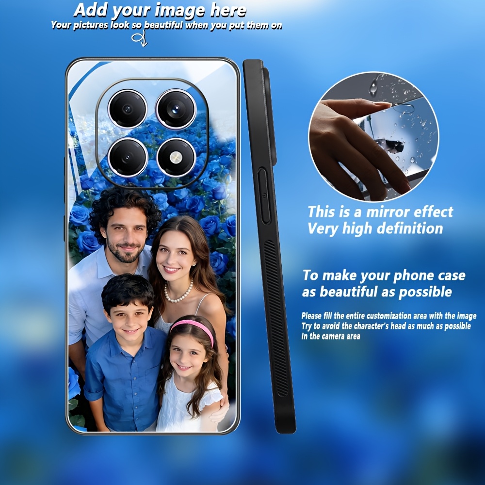 TEMU Custodia per telefono - Custodia a specchio personalizzata con foto di famiglia per Xiaomi Redmi Note 15 Pro 5G, Note 15 4G, Note 15 5G, Note 15
