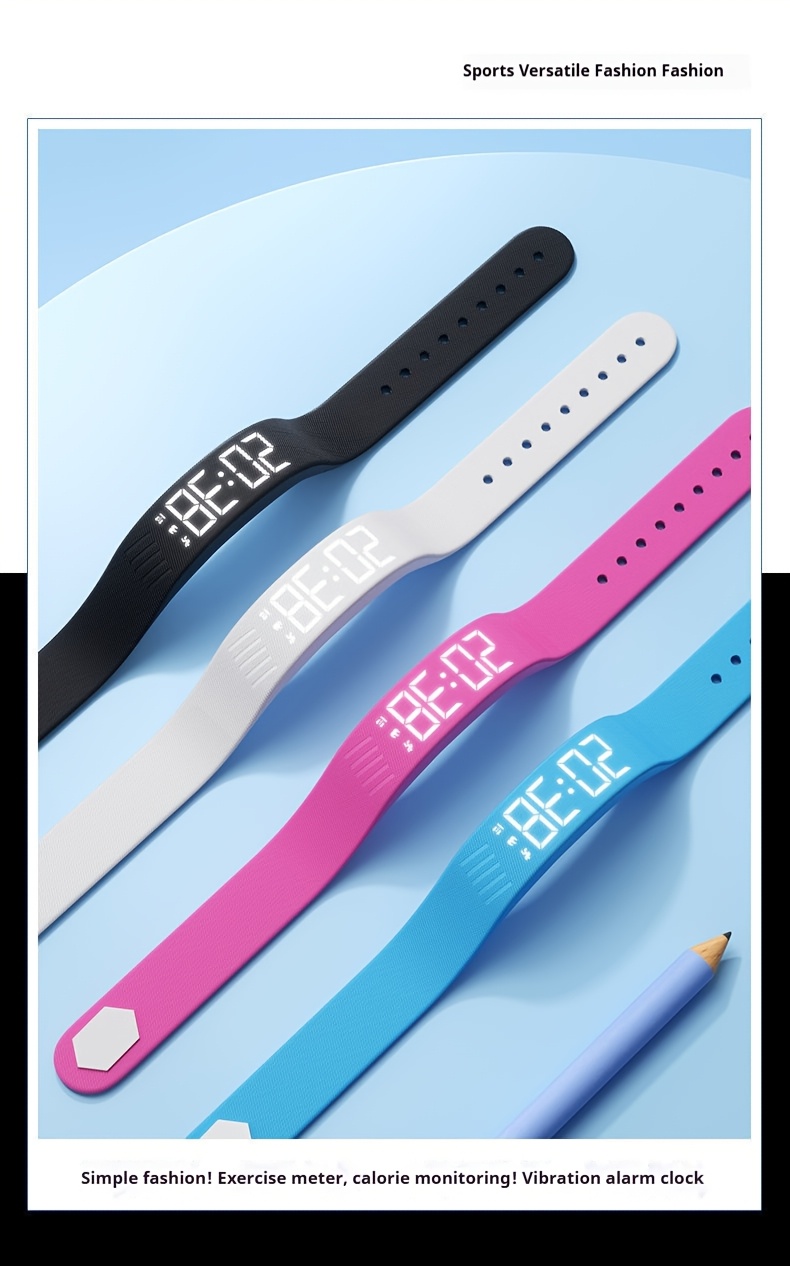 Unisex Fashion Sports Watch with Silent Vibration Alarm, Calorie Counter, Pedometer & Stopwatch - Soft Silicone Band, USB Rechargeable, High Quality Digital Display - Perfect Gift for Teachers, Holidays & Everyday Use, Fitness Tracking Watch, Sleek Watch Design, Digital Timepiece