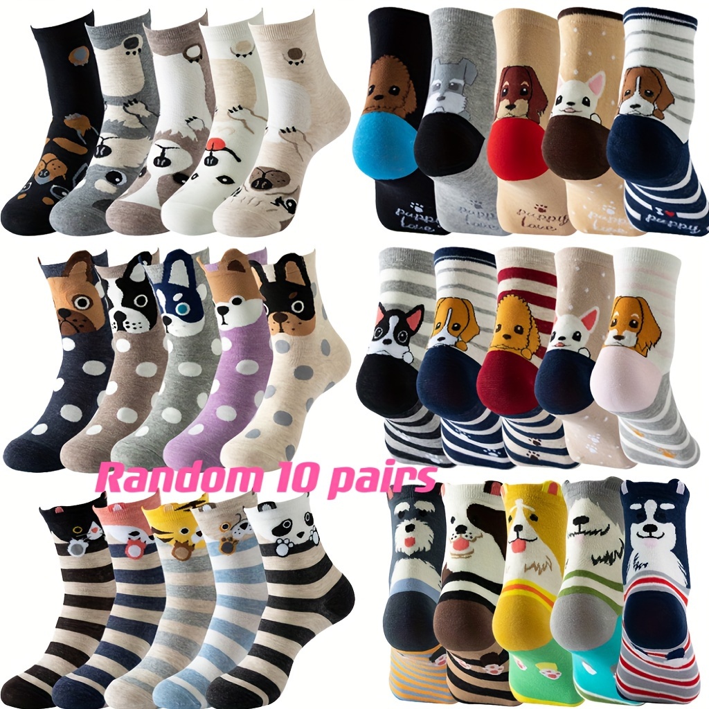 Image of 5/10/12/15 Double Random Animal Cartoon Cute Easy College Daily Versatile Women's Socks