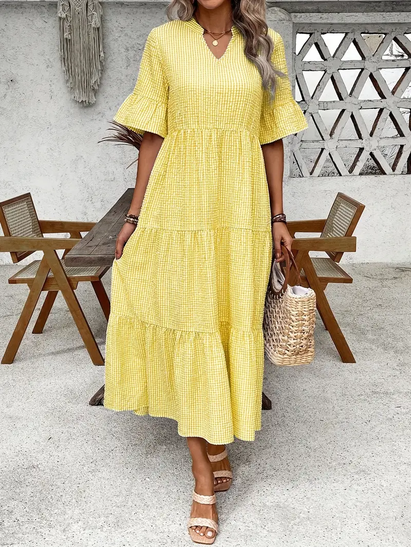 Zara Linen Cotton Dress Classy Yellow Dress Women's Short Sleeve V Neck Hollow Out Eyelet A Zara Linen Cotton Dress Classy Yellow Dress Women's Short Sleeve V Neck Hollow Out Eyelet A