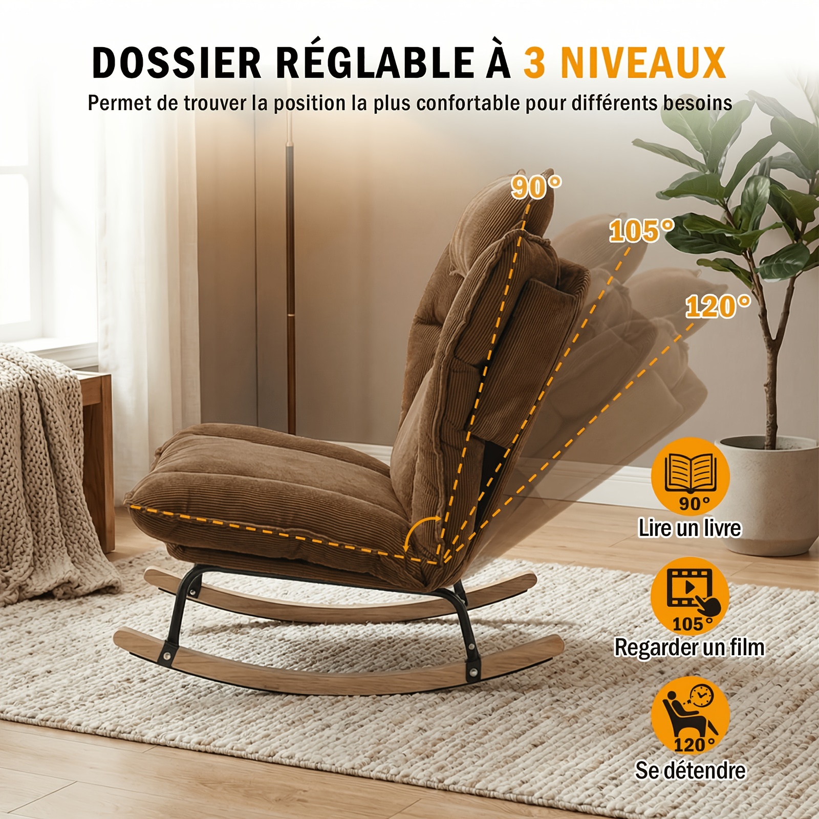 Adjustable Multifunctional Rocking Sofa Bed with Memory Foam