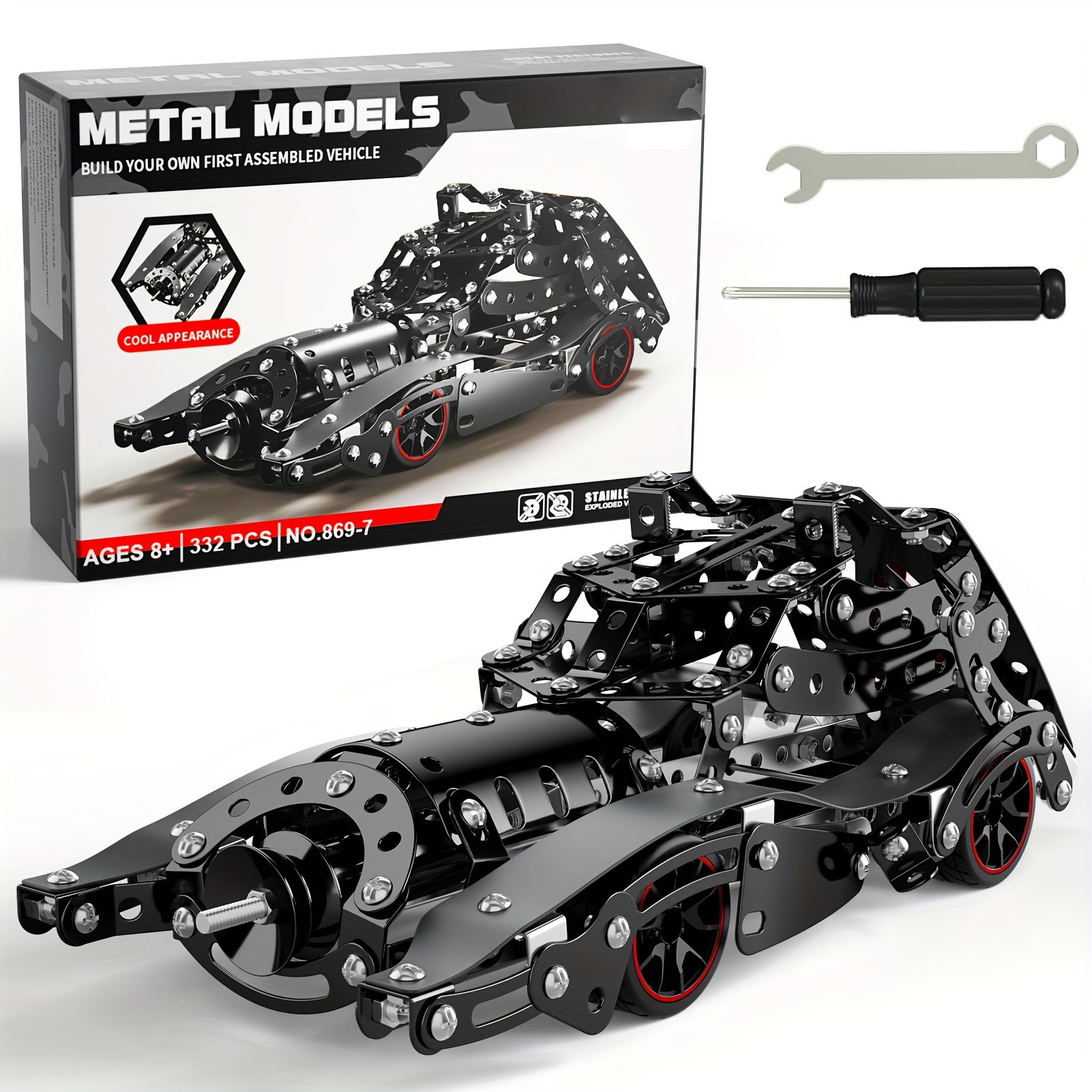 TEMU 332pcs Stem Building Projects Model Car Set For Kids Boys And Girls, Metal Building Stem Kits Toys Science Set For Vehicle Fan