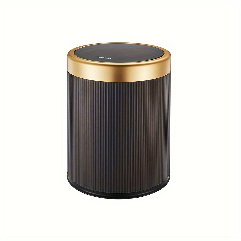 Image of 12l Large Capacity Luxury Press-type Kitchen Trash Can With Dual Inner Bucket, Odor-sealing Oval Plastic Waste Bin For Living Room, Kitchen, Bathroom - No Electricity Required