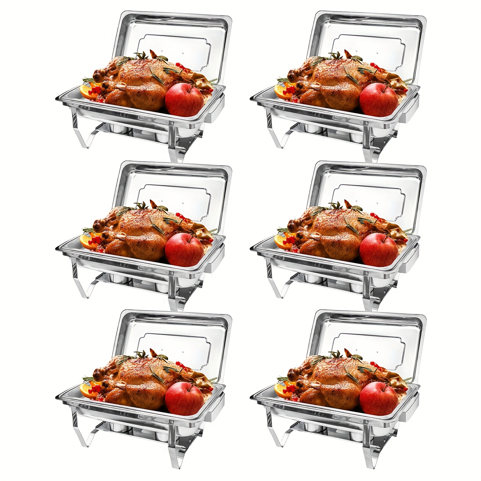 TEMU Chafing Dishes Buffet Set, 1/2/4/6/8 Pack-9qt Stainless Steel Chafers Food Warmer Trays For Buffets, Parties, Hotel, Party For Christmas, Halloween - Cooking, Cooking