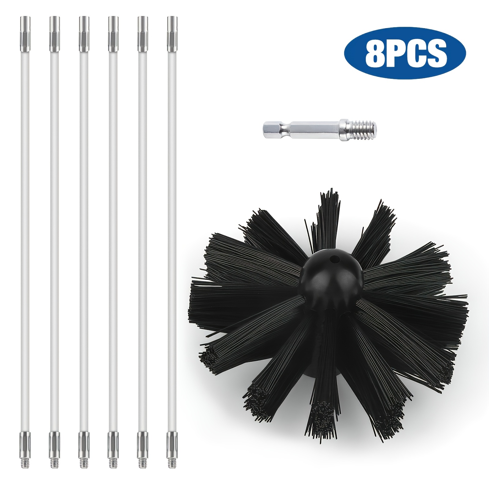 TEMU 8pcs Multifunctional Cleaning Brush Set Pipe Brush Cleaning Adjustable Fireplace Pipe Cleaning Brush Nylon Fireplace Pipe Ash Cleaning Brush