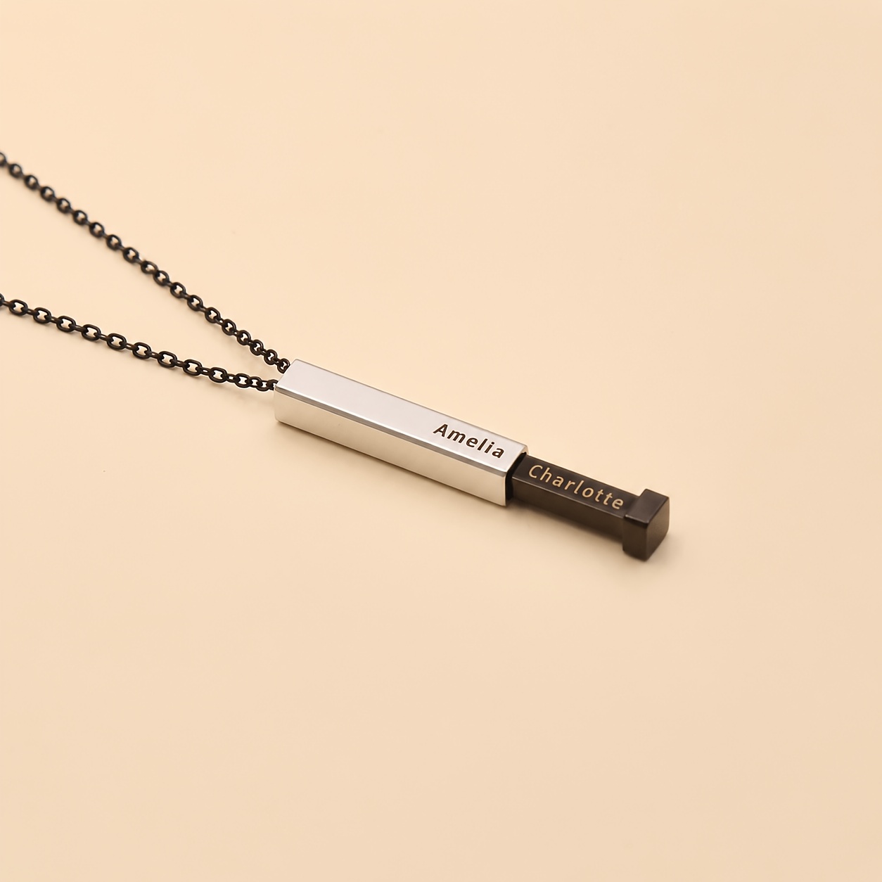 Personalized Sliding Necklace with Engraved Secret Message Pendant