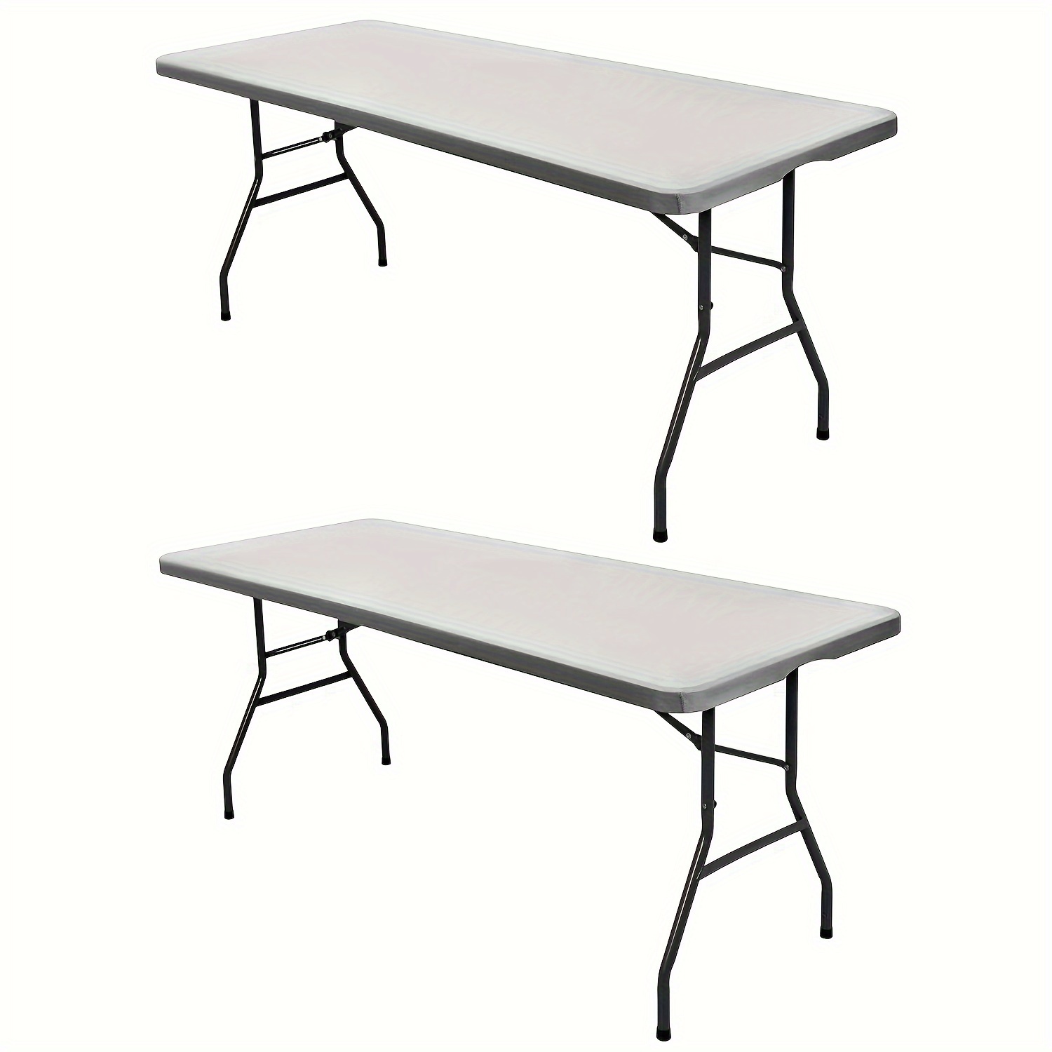 TEMU 2pcs Demi Ensemble Housse de Table Polyester Élastique Housse de Table Lavable Réutilisable Universelle 6-Pieds Rectangulaire Housse de Table