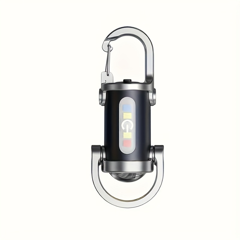 TEMU 1/2pcs Led Mini Keychain Flashlight, 2400mah, Multifunction Flashlight Type-c Rechargeable Floodlight With Cob Side Light, Red And Blue Flash, 7