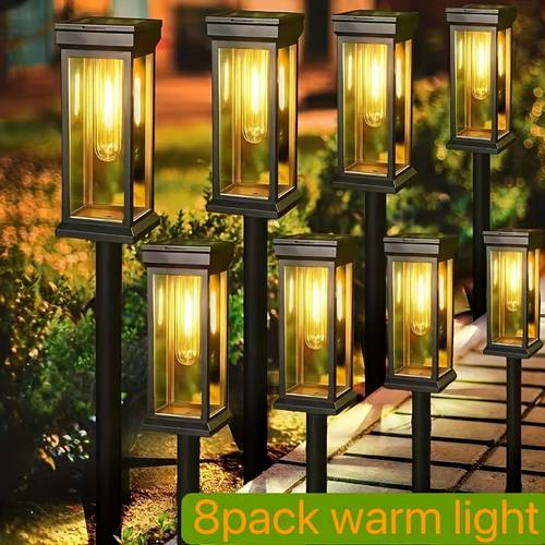 solar path lights style led garden lights plastic outdoor landscape lighting solar powered lawn lamp for walkways patio courtyard decoration semi flush mount low voltage with installation hardware