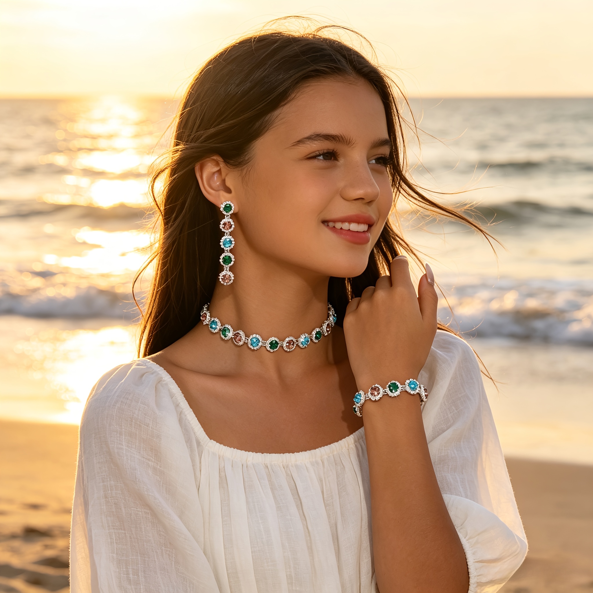 Women's Retro Luxurious Color-Block Jewelry Set