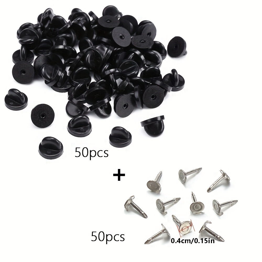 TEMU 50-pack Mingxuan Rubber Badge Backs, Clasp With Metal Pin, Round Synthetic Rubber Brooch Base For Jewelry Making, Casual Theme Uniform Badges & Lapel Pins Replacement, Craft Supplies