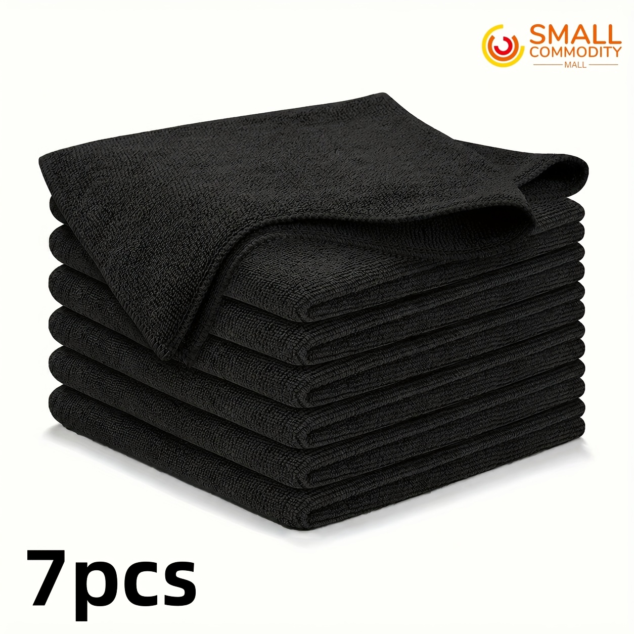 TEMU 7/17pcs Black Microfiber Cleaning Cloths, Thickened Absorbent Car Wash Towels, Household Kitchen Dish Cloths, Streak-free Cleaning Towels For