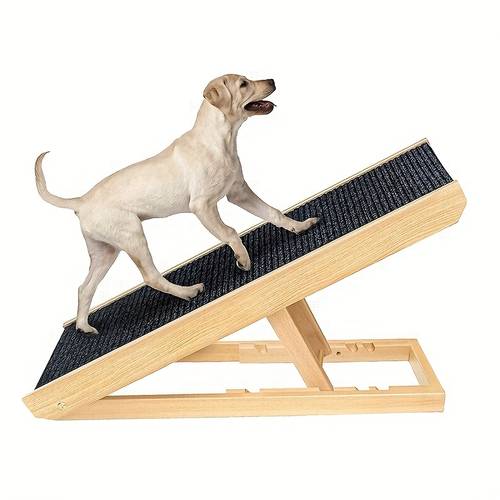 adjustable wooden dog ramp pet stairs for small to medium breeds non slip polyester surface ideal for sofa access play