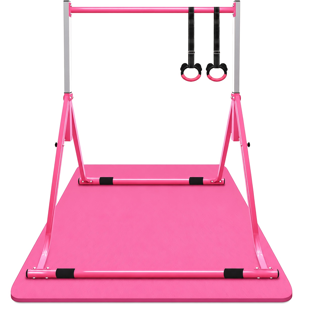 TEMU Gymnastic Bars, Adjustable Height Horizontal Bar For Home, Indoor Kip Bar, With Gymnastics Rings & Gymnastics Pad