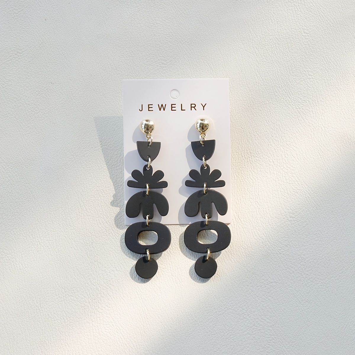 TEMU 1 Pair Minimalist Style Trendy Cool Hip-hop Geometric Black Long Acrylic Pendant Earrings Women' Festival Daily Wear Party Gift