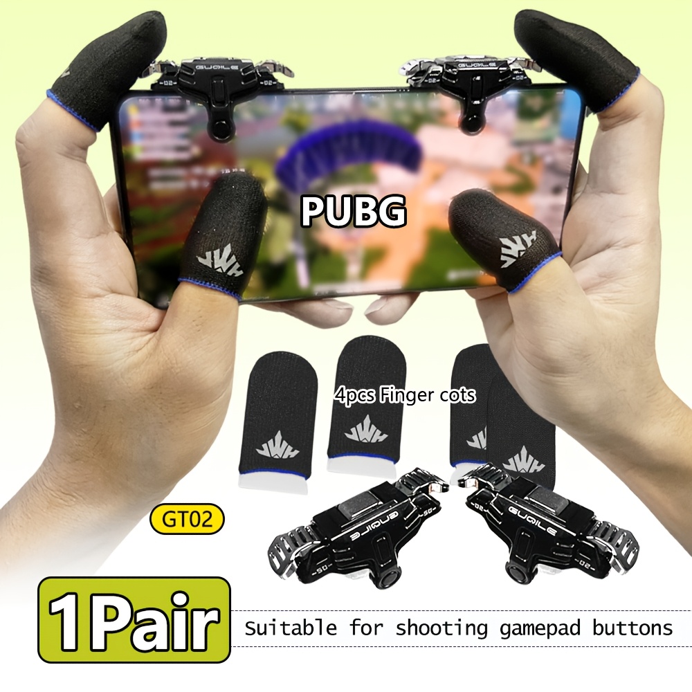 

1 Pair Reflective Phone Game Controller Finger Gloves, Abs Material, Type, Uncharged , With 4pcs Cool Handgrip Aim Fire Trigger For Mobile Gaming