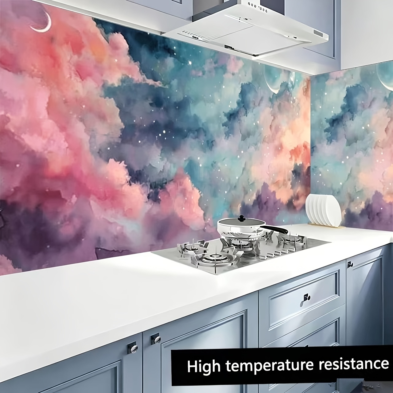TEMU 1 Roll Starry Wallpaper Self-adhesive Kitchen Wallpaper, Waterproof, Oil-resistant, Heat-resistant, Easy To Tear And Stick, Room Decoration