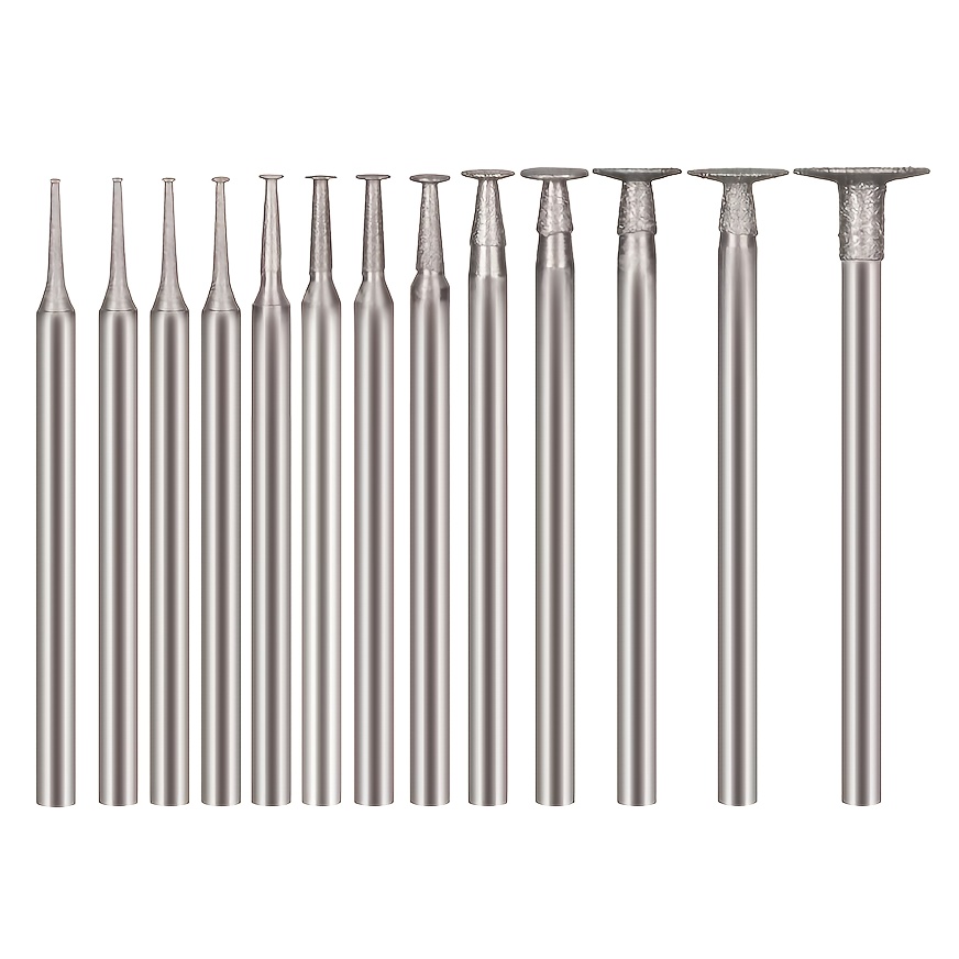 TEMU 13 pièces Ensemble d'Outils de Sculpture en Jade | Fraises Diamant à Tige de 2,, Durables et Tranchantes, Coupe de pour Bijoux en , Polissage et