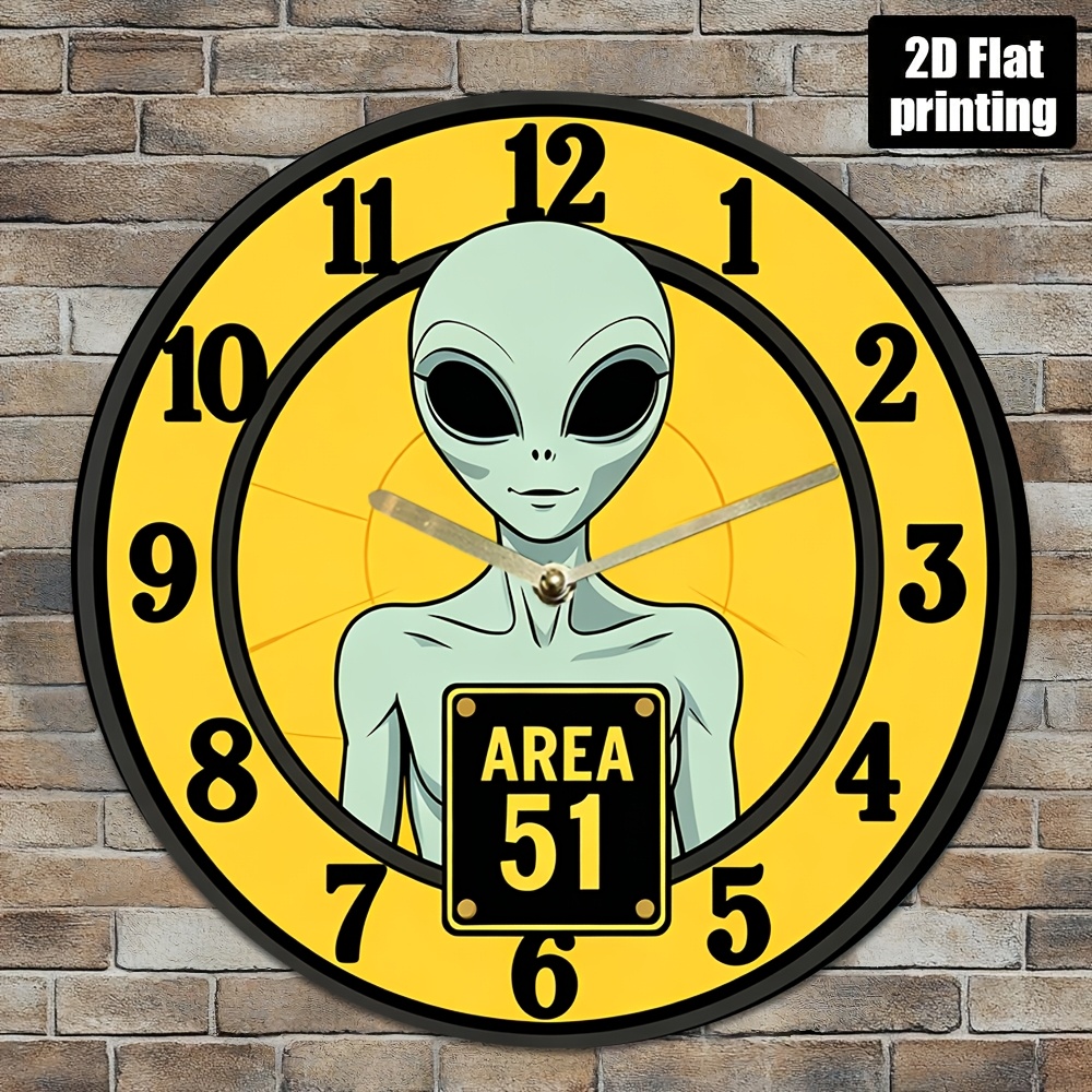 TEMU 1pc Yellow And Design 8-inch Acrylic Silent Wall Clock, Non-luminous, Quartz Movement, Living Room, Bedroom Or Decoration, Living Room Clock