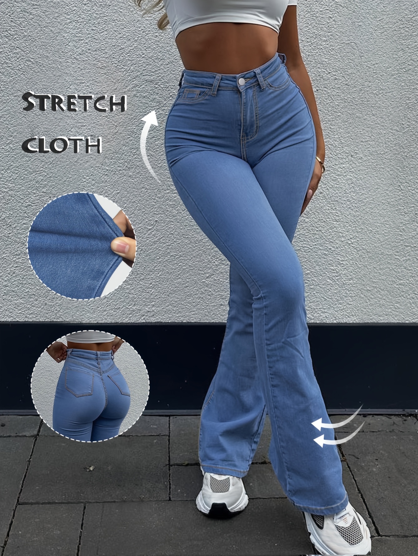 women's high waist skinny jeans street style loose Temu Oman