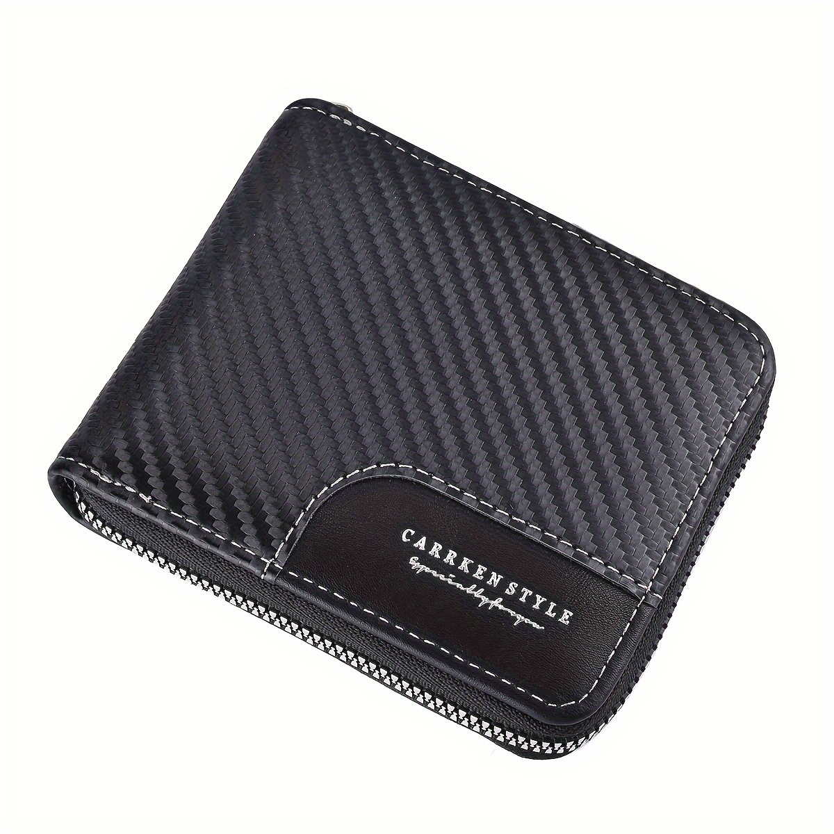 Premium Faux Leather Men's Short Wallet Multi-functional Coin Purse Square Zipper Secure Money Clip