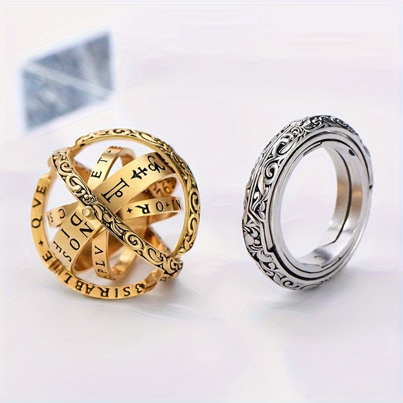 

1pc Metamorphosis Astronomical Ball Ring Flipped Metamorphosis Cosmic Ball Retro Astronomical Ball Couple Ring, With Holes That Can Rotate And Deform, Can Be Used As A Pendant