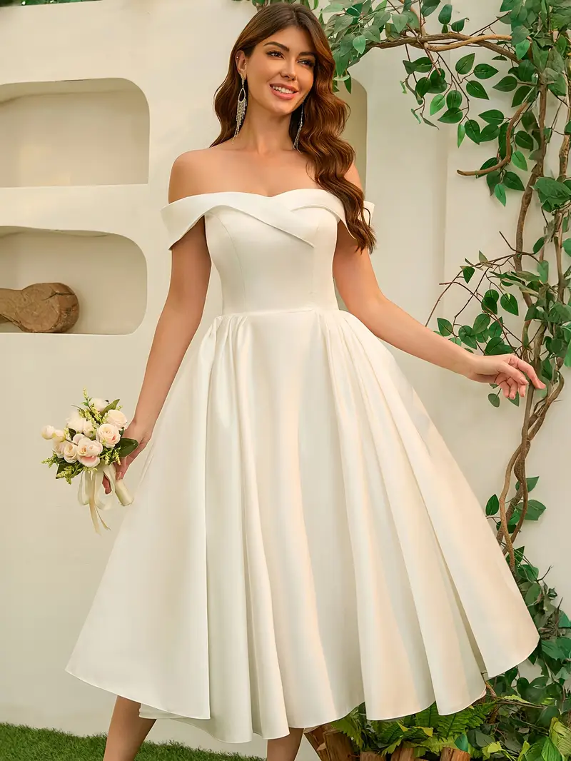 women satin wedding dress bridal one shoulder wedding dress - Temu Sweden women satin wedding dress bridal one shoulder wedding dress - Temu Sweden