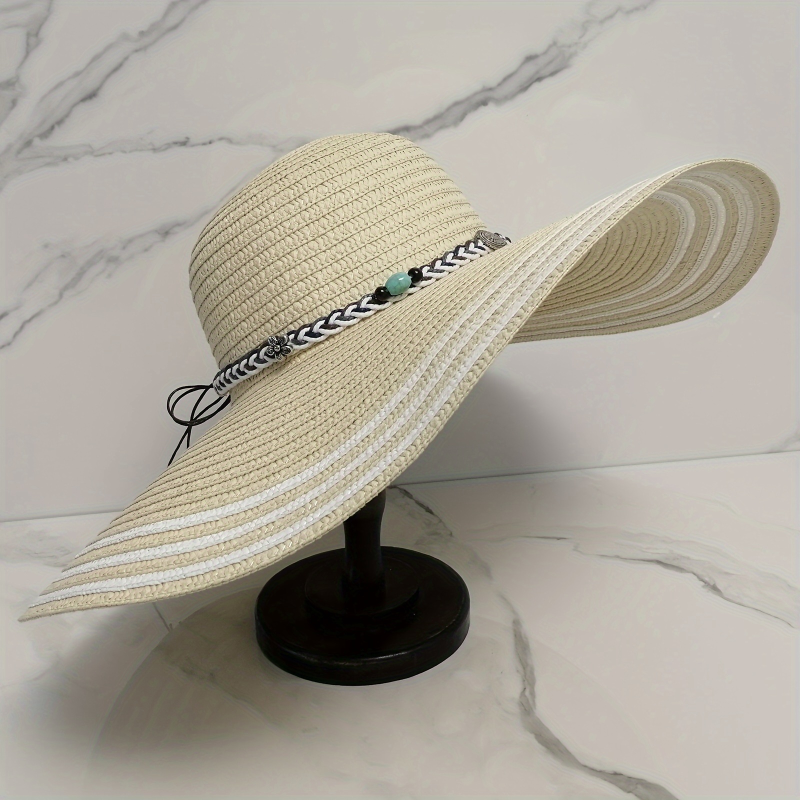 Colorful Big Brimmed Straw Beach Hat For Women And Men