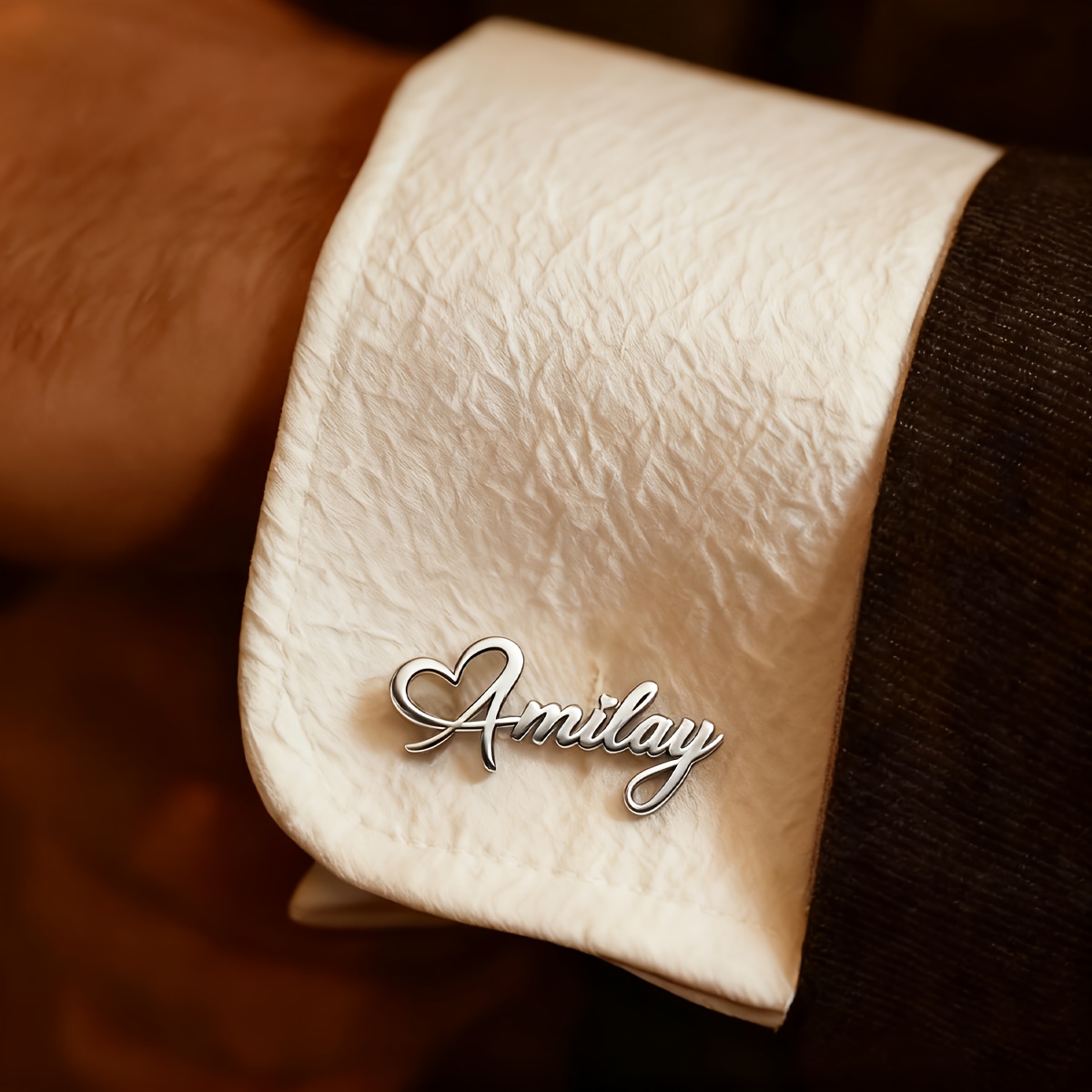 Customized Heart-shaped Name Cufflinks for Men