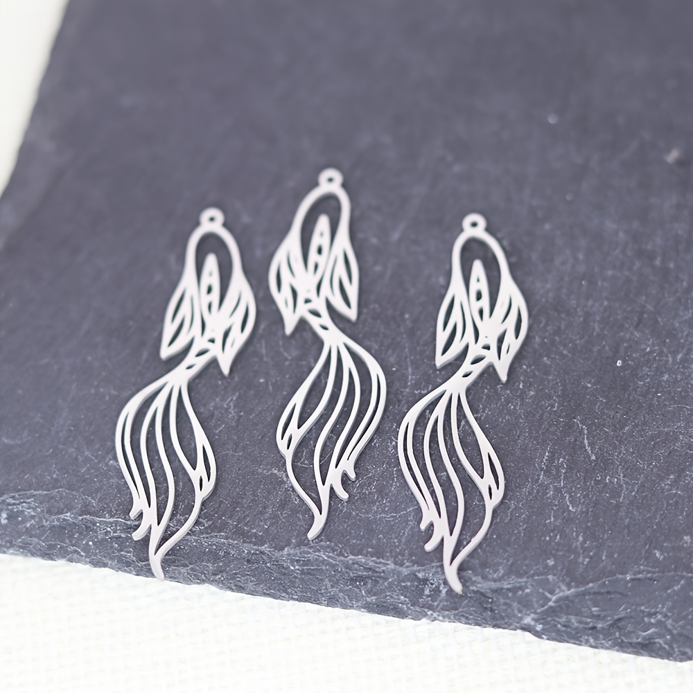 Image of 3pcs Koi Fish Diy Tassels Earring Vintage Necklace For Women Stainless Steel Pendant Charms For Jewelry Making Bulk Accessories