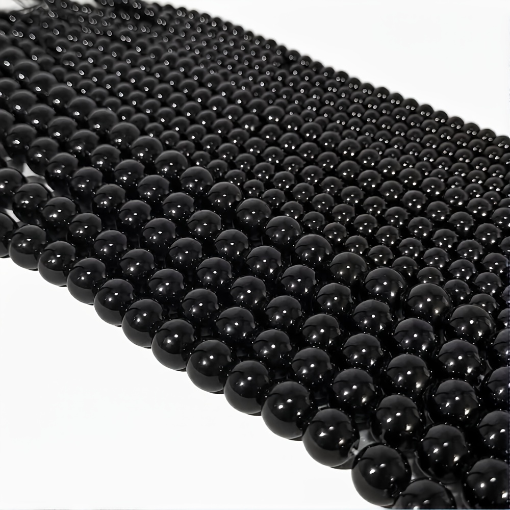 TEMU Natural Obsidian Beads For Jewelry Making - Smooth Round Beads For Bracelets, Necklaces, Earrings - Gift (6/ 8mm), Handmade Gifts | Glossy End