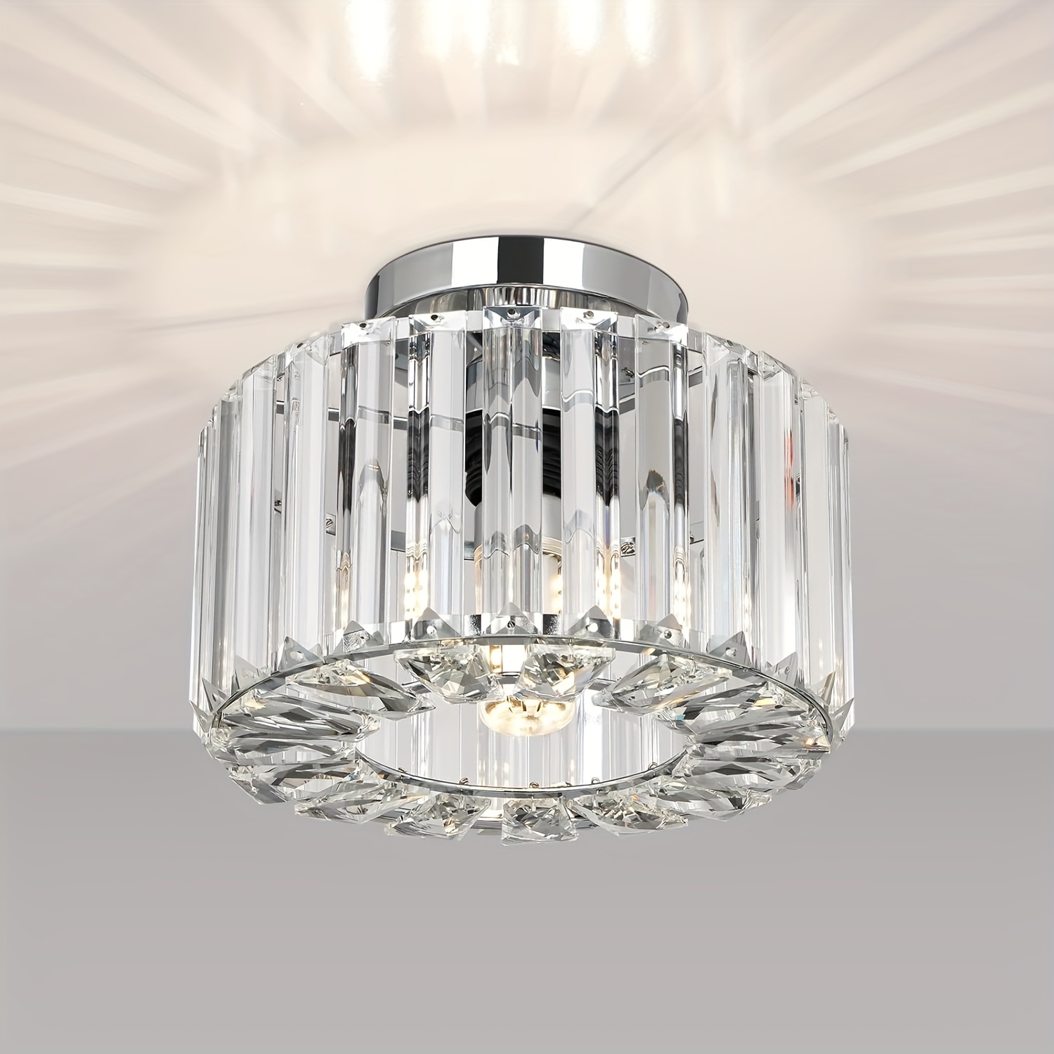 Mssian Crystal Ceiling Light Modern Ceiling Light Living Room Led Ceiling Light Industrial Pendant Light Bedroom Kitchen Bathroom Ceiling Light E27 X 1 (bulb Not Included)