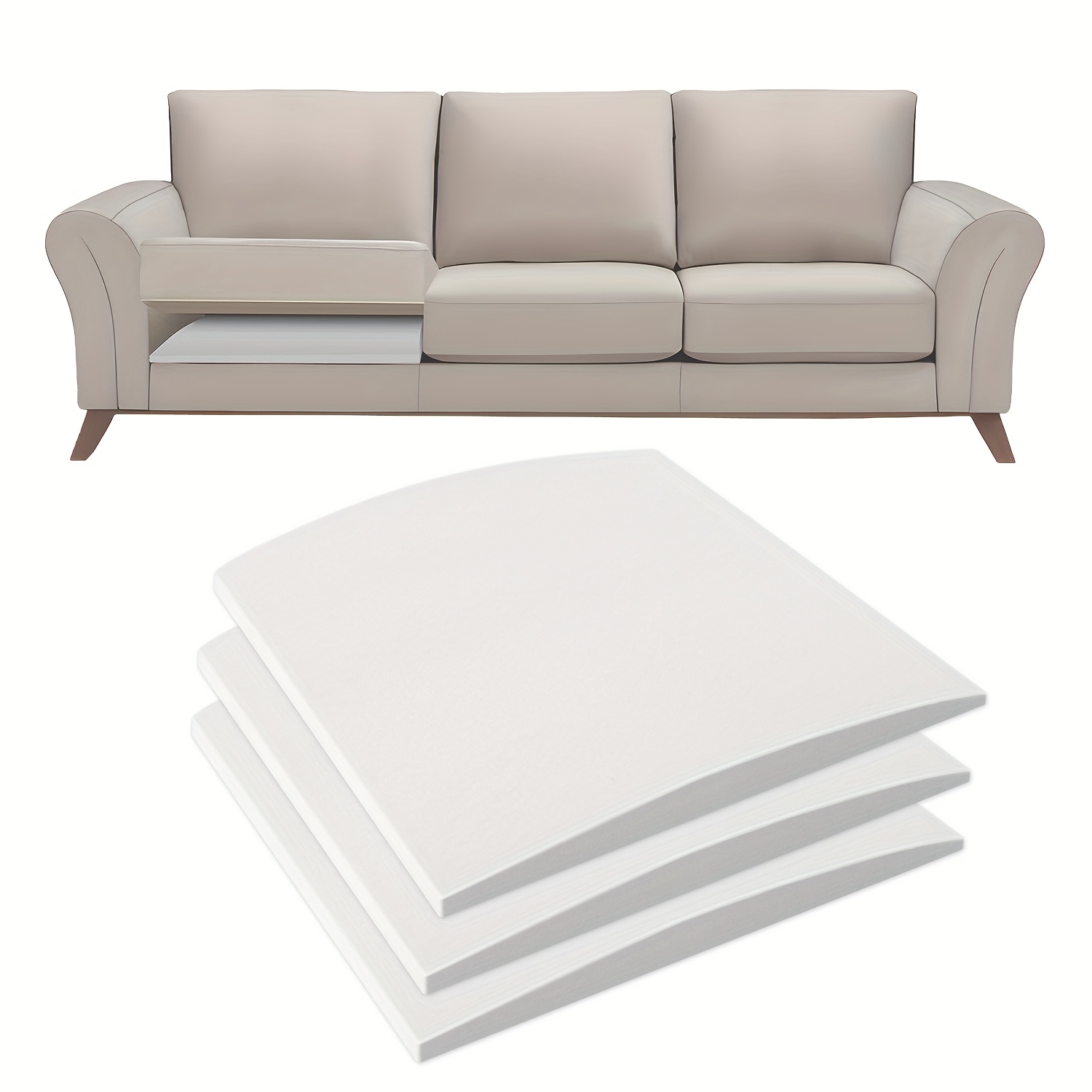 TEMU 3pcs Set Restoration Cushion, 20" X 20" High Density Foam Support Plate To Repair Collapsed Sofa Cushion
