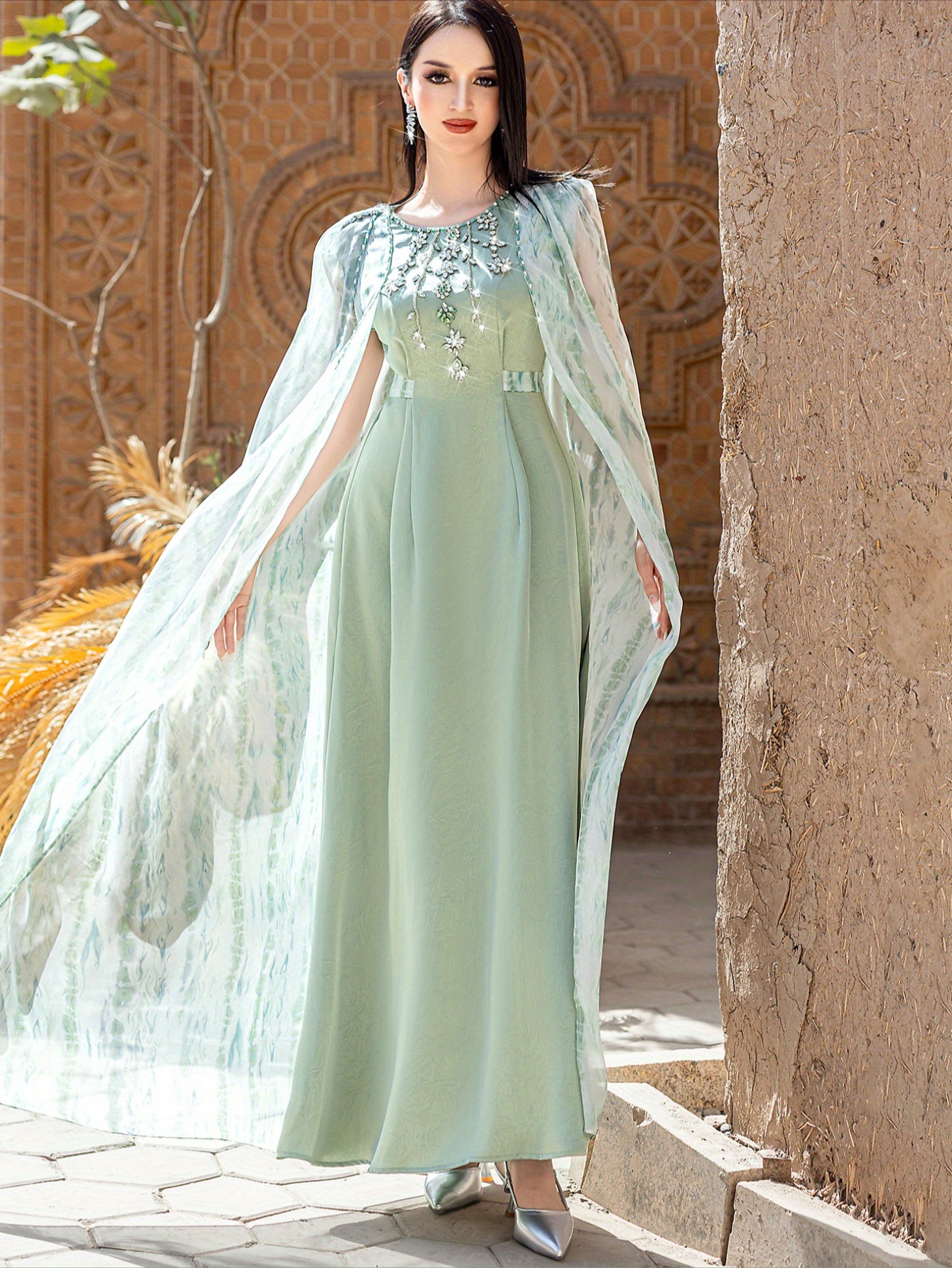 5189 middle eastern -sewn cape designer fashion robe party dinner dress -  women's clothing - Temu