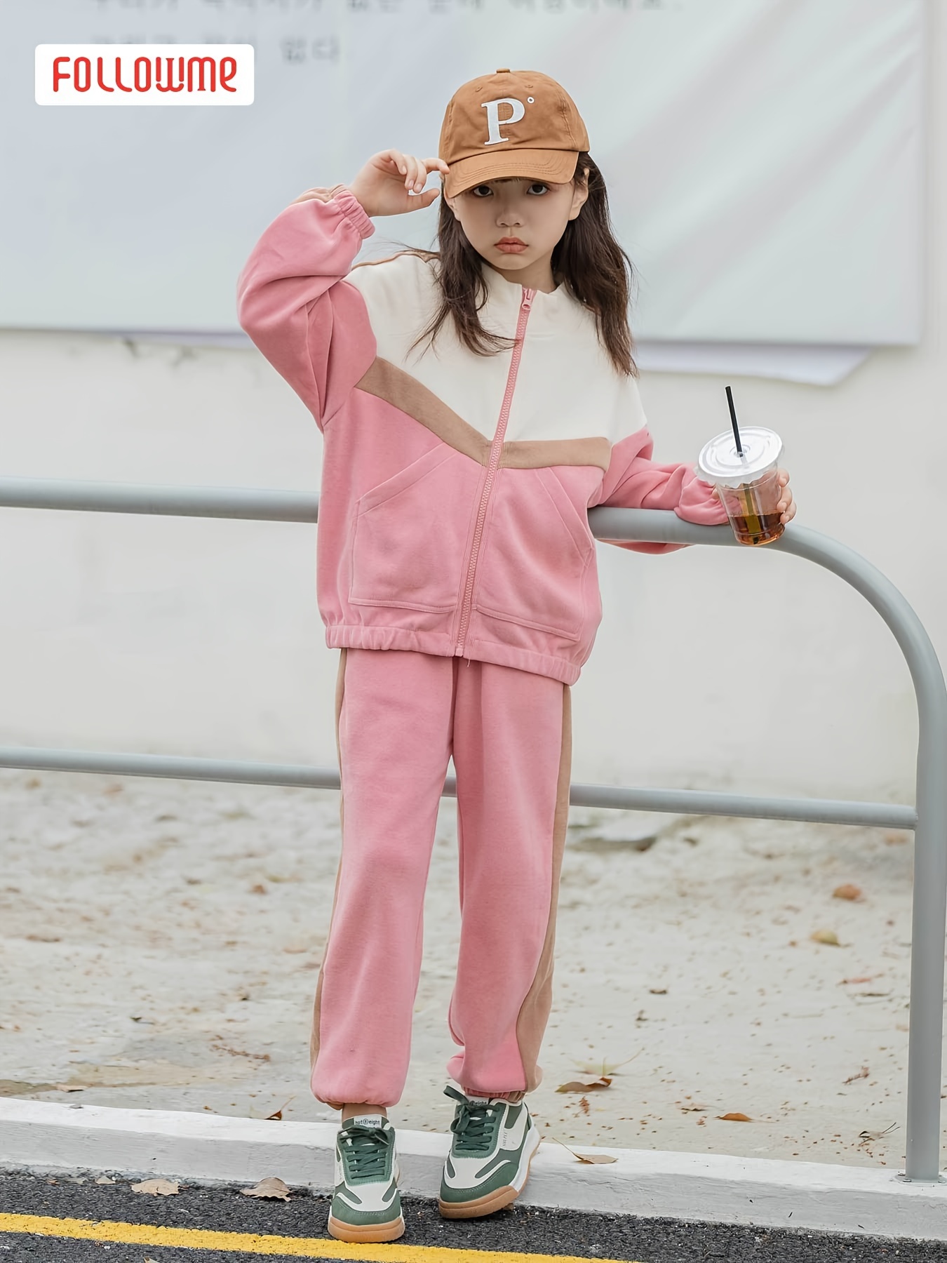 conjunto deportivo piezas niña chaqueta cremallera cuello Temu