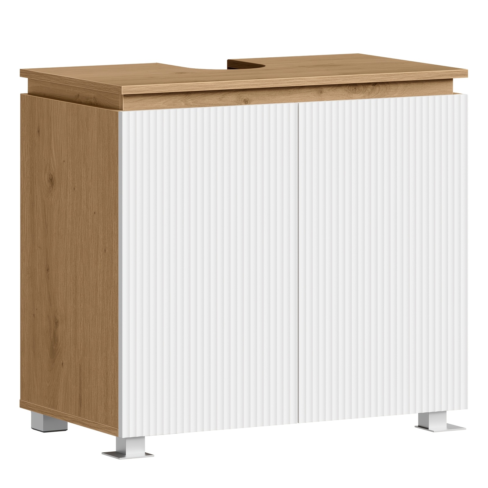Image of 1pc Wooden Bathroom Cabinet With Adjustable Shelves, Metal Rail Of To Prevent Items From Slipping; With Anti-tip Device And Silent-close Hinges; Storage Space; 2 Cabinet Feet For Stability And Clea