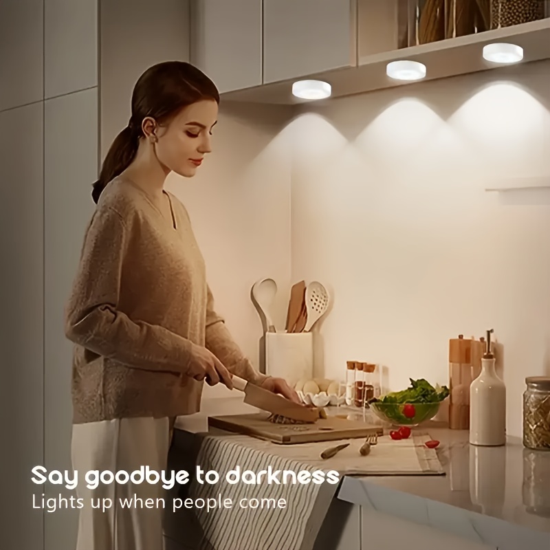 Motion Sensor LED Night with Wall/ Ceiling Mount - Rechargeable Battery-Powered, Auto On/Off, Dimmable for Stairs, Hallway, Wardrobe, Gate, Low Voltage Smart (No Wiring) for & Parties