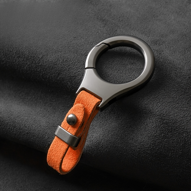 TEMU Personalized Custom Car Keychain, New Pu Leather Laser-engraved Keychain, Minimalist Key Holder With High-end Waist Hook For Interior