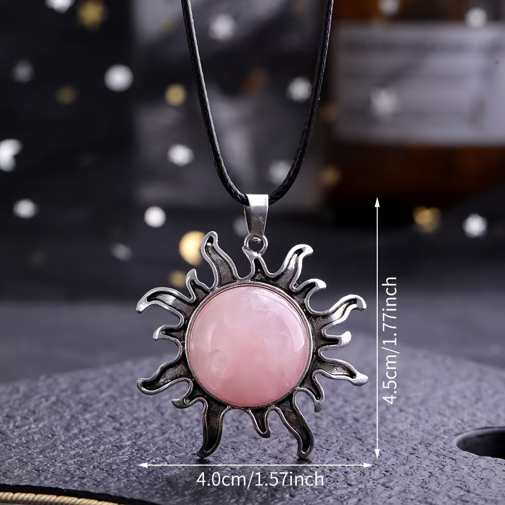 12pcs Natural Stone Alloy Sunflower Pendant Necklace Set