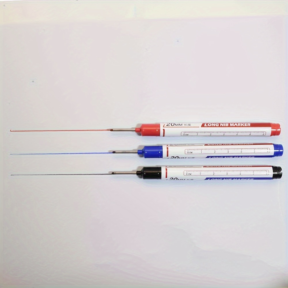 1/3pcs/Set Long Head Markers Bathroom Woodworking Decoration Multi-purpose Deep Hole Marker Pens Red/Black/Blue/Green Ink Oil Markers Pens Waterproof Multi-purpose Deep Hole Marker Pen
