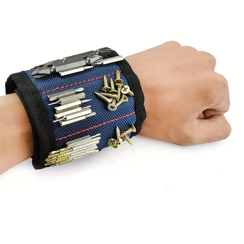 TEMU Bracelet Magnétique Super Puissant pour Outils - Idéal pour Vis, Clous, Boulons & Forets - de Support Unique - pour Papa, Petit Ami, Bricoleur,