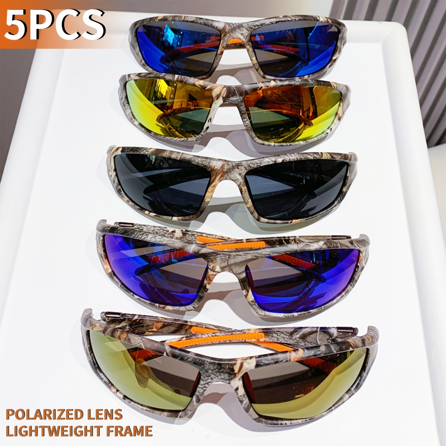TEMU 5 Pairs Of Fashionable Polarized Men's And Women's Fashion Glasses, Suitable For Summer Cycling,, Leisure, Outdoor Fishing, Driving, Daily