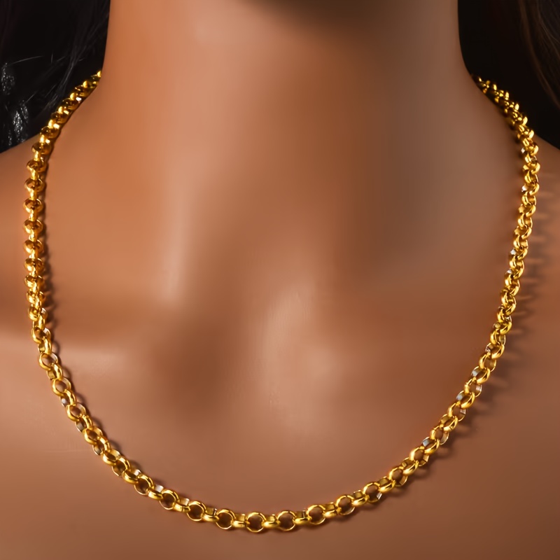 Vintage 18K Gold-Plated O-Link Chain Necklace, Unisex