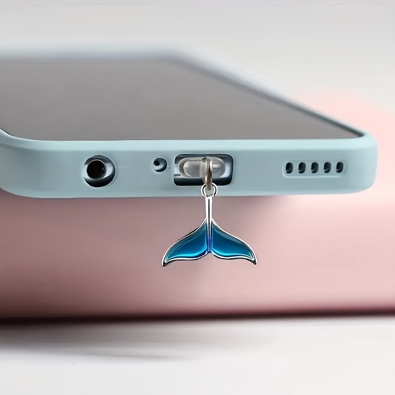 TEMU 1 ud./2 uds. Tapón antipolvo para móvil con de azul - Colgante estilo , compatible con conectores iPhone/Tipo-C para