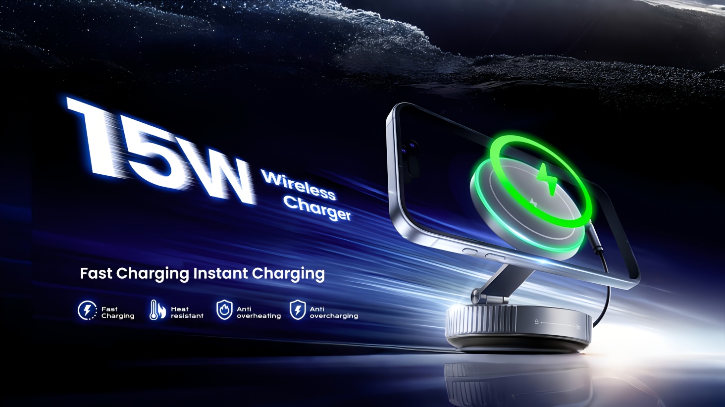 15W Draadloze Oplader Autotelefoonhouder, met Kleurrijke LED-verlichting Uitschuifbare Opvouwbare Magnetische Telefoonhouder voor Auto Dashboard, Snelle Warmteafvoer/Vreemde Voorwerp Detectie/Overlading Bescherming, Compatibel Met Alle Mobiele Telefoons, Kerstcadeau voor Mannen