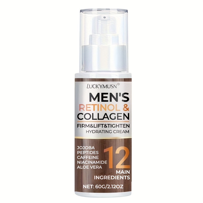 Image of 60g Men's Retinol Collagen Moisturizer With Hyaluronic Acid And Peptides Niacinamide Jojoba Oil And Lifts, Sagging Skin, Leaves Skin Looking , Alcohol-free, Suitable For Types