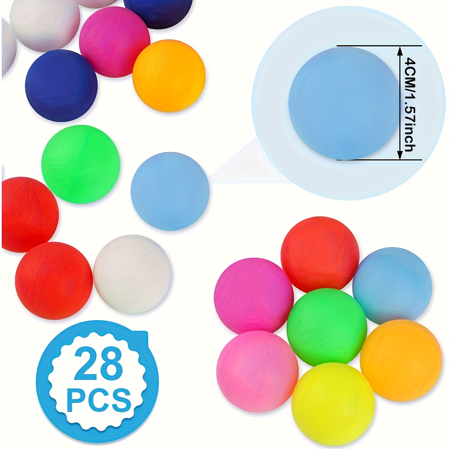 28-mixed Color Pp Pong Balls 40mm – Best For Adults, Perfect For Christmas, Halloween, Thanksgiving, Valentine's, Mother's Day – Durable Game And Pet Toy