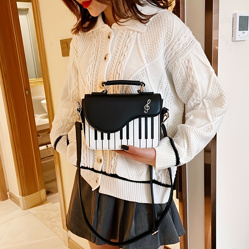 

Piano Musical Note Handbag, Creative Mini Crossbody Bag, Trendy Square Shoulder Bag Gift For Music Lovers