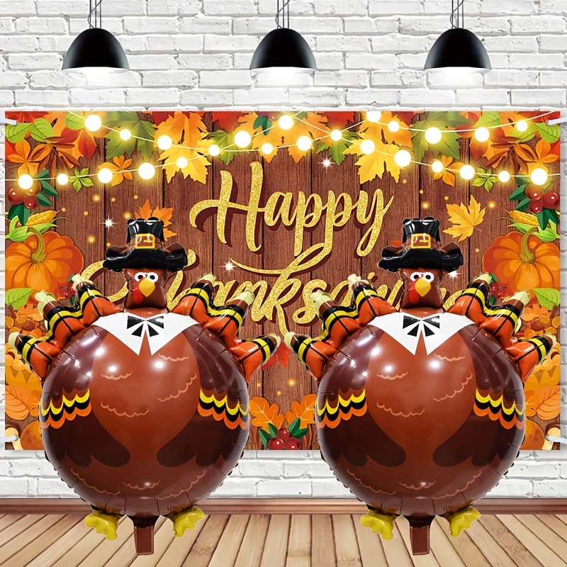 

2pcs-32-inch Thanksgiving Turkey Balloon Large Turkey Balloon Thanksgiving Autumn Decoration Autumn Harvest Thanksgiving Theme Party Birthday Party Supplies Decoration