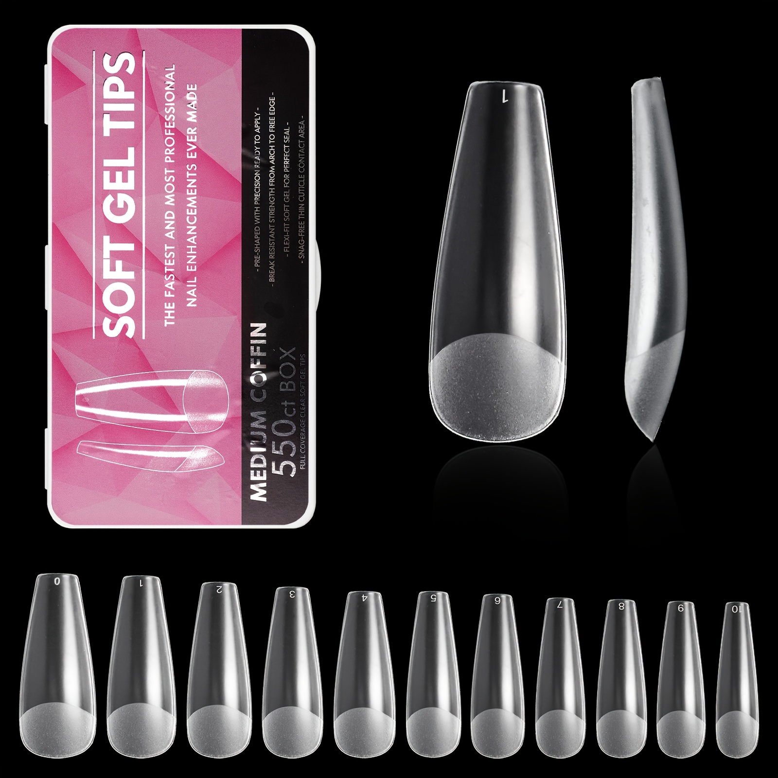 TEMU 400/550 uñas postizas de gel MISSCHEERING para de uñas DIY y salón, uñas postizas de gel ultradelgadas sin grietas pre-mate transparentes, uñas